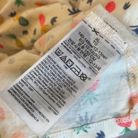 GAP Girls Pineapple Patterned Cotton T-shirt Short Sleeve Dress - XL - Picture 5 of 6